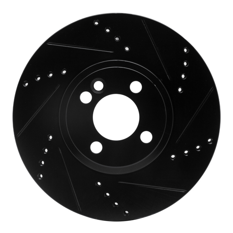 Mini Cooper Brake Rotor (1) - Front Right - R1 Concepts - Drilled & Slotted - Black - `07-`15